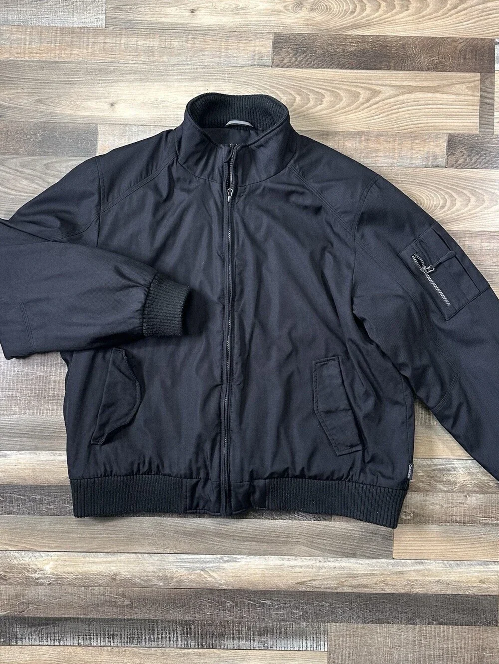 Calvin Klein Men’s XL Black Bomber Jacket Water Resistant Windproof Utility